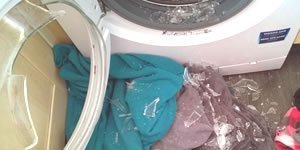 Shattered door glass