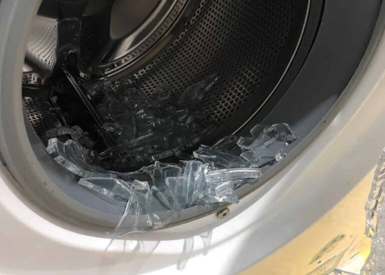 Shattered door glass